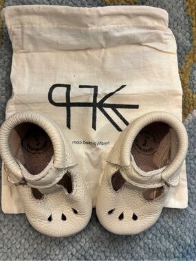 Freshly Picked Cream Leather Baby Walker Mary Jane Shoes